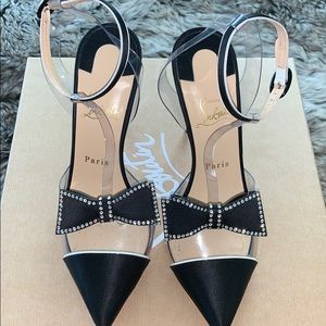 🔥Christian Louboutin Boww 100 Satin/PVC PAT